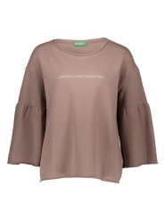 Benetton Bluza w kolorze szarobrązowym rozmiar: S. Brązowe bluzy Benetton, s, bez wzorów, z bawełny, bez kaptura. Za 57.20 zł.