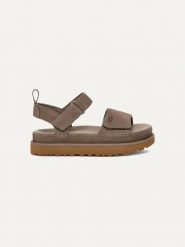 UGG Skórzane sandały "Goldenstar" w kolorze fioletowym rozmiar: 38. Różowe sandały UGG, bez wzorów, ze skóry, klasyczne, z otwartym noskiem, bez obcasa, bez zapięcia. Za 525.86 zł.