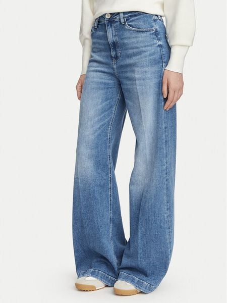 Guess Jeansy W6YA1C D1337 Niebieski Wide Leg. Niebieskie jeansy Guess, z aplikacjami. Za 524.99 zł.
