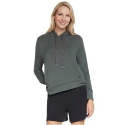 Bluza dresowa sportowa damska Cozy Luxe Hoodie. Zielone bluzy Skechers, s, bez wzorów, z dresówki, bez kaptura. Za 219.99 zł.