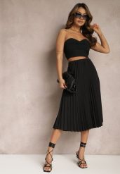 Czarna Spódnica Midi z Plisami High Waist Jasmira. Czarne spódnice Renee, bez wzorów, midi. Za 69.99 zł.