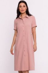 Sukienka koszulowa midi z kołnierzykiem różowa. Czerwone sukienki Sukienki.shop, do pracy, na lato, m, bez wzorów, biznesowe, bez kołnierzyka, bez ramiączek, midi, koszulowe. Za 289.00 zł.