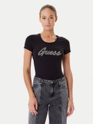 Guess T-Shirt W5YI16 J1314 Czarny Regular Fit. Czarne t-shirty Guess, xs, z aplikacjami, z bawełny, bez kołnierzyka, bez ramiączek. Za 239.99 zł.