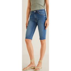 Mango - Szorty Cycling. Niebieskie szorty Mango, bez wzorów, z bawełny, casualowe. W wyprzedaży za 49.90 zł.