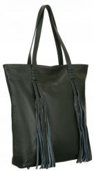 Shopperka skórzana boho Rovicky TWR-164 zielona. Zielone shopper ROVICKY, bez wzorów, ze skóry, bez dodatków. Za 320.15 zł.
