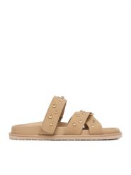 DeeZee Klapki CEO-LB-P2132 Beżowy. Brązowe klapki DeeZee, bez wzorów, ze skóry, bez obcasa. Za 129.99 zł.