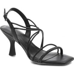 Czarne Sandały Tamaris Eleganckie Sandały. Czarne sandały Tamaris, bez wzorów, ze skóry ekologicznej, eleganckie, bez obcasa, na obcasie, bez zapięcia. Za 195.00 zł.