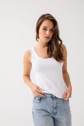 TOP AGNES BIAŁY XS - Flawless. Białe topy Flawless, uniwersalny, bez wzorów, z bawełny, bez kołnierzyka, bez ramiączek. Za 160.00 zł.