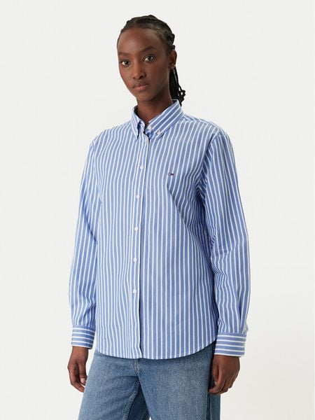 Tommy Jeans Koszula DW0DW22211 Niebieski Regular Fit. Niebieskie koszule Tommy Jeans, s, bez wzorów, z bawełny, bez kołnierzyka, bez ramiączek. Za 269.99 zł.