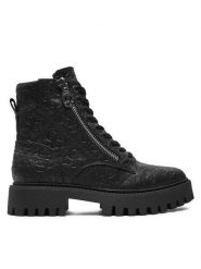 Guess Botki Fiona FLTFIO FAL10 Czarny. Czarne botki Guess, z aplikacjami, ze skóry, bez obcasa, na płaskiej podeszwie, bez zapięcia. Za 669.99 zł.