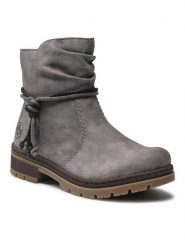 Rieker Botki Y7463-40 Szary. Szare botki Rieker, bez wzorów, ze skóry, bez obcasa, na płaskiej podeszwie, bez zapięcia. Za 339.99 zł.