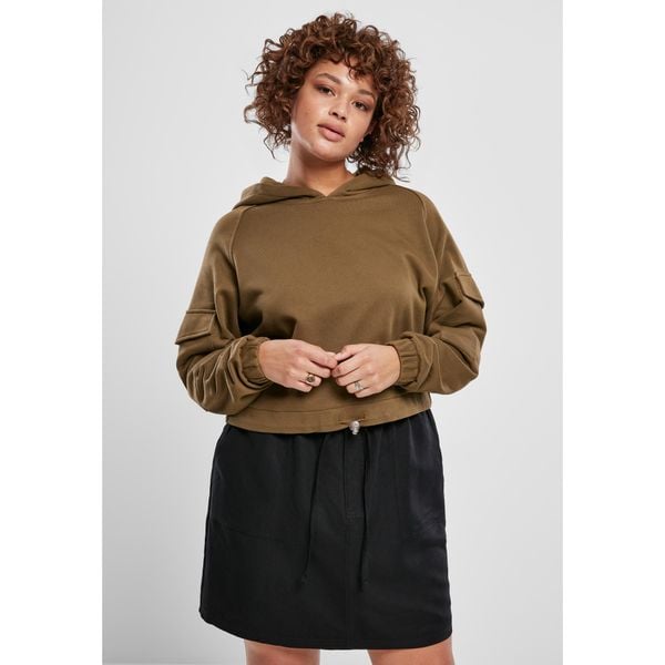 Damska bluza z kapturem Urban Classics Szorty worker (duże rozmiary). Zielone bluzy Urban Classics, bez wzorów, z kapturem. Za 244.50 zł.