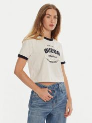 Guess T-Shirt V4BI08 K8FQ4 Biały Boxy Fit. Białe t-shirty Guess, l, z aplikacjami, z bawełny, bez kołnierzyka, bez ramiączek. Za 199.99 zł.