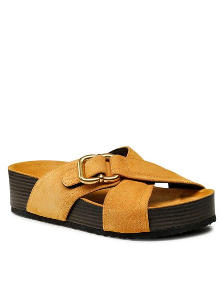 Gino Rossi Klapki 22SS40 Pomarańczowy. Brązowe klapki Gino Rossi, bez wzorów, ze skóry, bez obcasa. Za 209.99 zł.