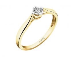 Pierścionek z żółtego złota z brylantem - serce - 0,11 ct - próba 585. Żółte pierścionki Apart, z brylantem, złote. Za 2,890.00 zł.