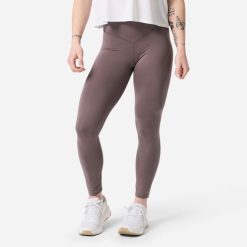 Legginsy do treningu siłowego damskie Domyos. Czarne legginsy DOMYOS, l, bez wzorów, z materiału, z podwyższonym stanem, długie. Za 149.99 zł.