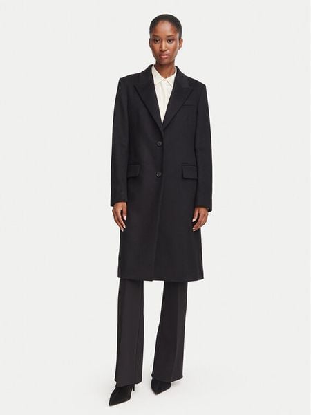 BOSS Płaszcz wełniany 50574982 Czarny Regular Fit. Czarne płaszcze Boss, na zimę, bez wzorów, z wełny, bez kaptura. Za 2,399.00 zł.