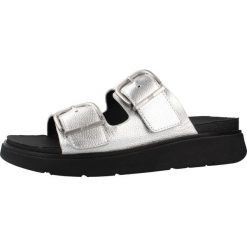 Sandały FITFLOP A2T 011 Srebrny. Szare sandały FIT FLOP, bez wzorów, ze skóry, eleganckie, bez obcasa, bez zapięcia. Za 528.99 zł.