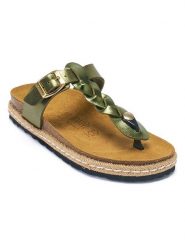 Mandel Japonki w kolorze zielonym rozmiar: 38. Zielone klapki Mandel, bez wzorów, z otwartym noskiem, bez obcasa. Za 130.99 zł.