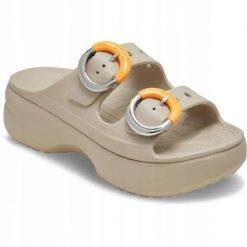Sandały Dla Dorosłych Crocs Saturday Platform Dipped Buckle Sandal. Czerwone sandały Crocs, bez wzorów, z materiału, bez obcasa, bez zapięcia. Za 289.99 zł.