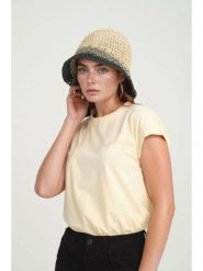 Lucky Bees Kapelusz przeciwsłoneczny w kolorze kremowo-czarnym rozmiar: onesize. Brązowe kapelusze Lucky Bees, bez wzorów, z materiału. Za 73.99 zł.