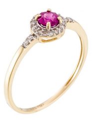 DIAMANTA Złoty pierścionek "Rond de Rubis" z diamentami i rubinem rozmiar: 52. Żółte pierścionki DIAMANTA, z diamentem, złote. Za 1,174.99 zł.