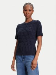 Tommy Hilfiger Sweter WW0WW45656 Granatowy Regular Fit. Niebieskie swetry TOMMY HILFIGER, l, bez wzorów, z bawełny, bez ramiączek. Za 519.99 zł.