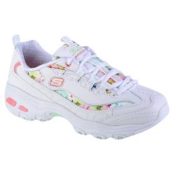 Buty sportowe Sneakersy damskie, Skechers D'Lites-Blooming Fields. Białe obuwie sportowe Skechers, z materiału, bez zapięcia, trekkingowe, Skechers Sport. Za 299.99 zł.