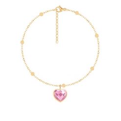 Bransoletka z kulkami z pozłacanym sercem z różowym kryształem. Czerwone bransoletki Lilou, pozłacane. Za 178.00 zł.
