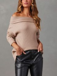 Milan Kiss Sweter w kolorze beżowym rozmiar: M. Brązowe swetry Milan Kiss, m, bez wzorów, bez ramiączek. Za 171.68 zł.