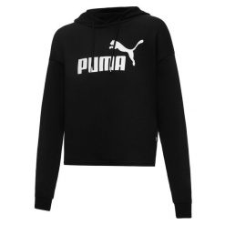 Damska krótka bluza Essentials z kapturem i logo PUMA Black. Czarne bluzy Puma, l, bez wzorów, z bawełny, z kapturem. Za 139.99 zł.
