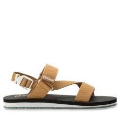 Sandały Jack Wolfskin. Brązowe sandały Jack Wolfskin, bez wzorów, bez obcasa, na płaskiej podeszwie, bez zapięcia. Za 249.99 zł.
