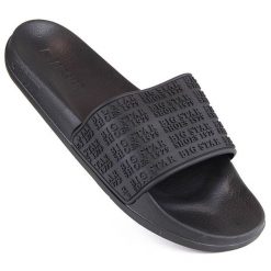 Klapki damskie basenowe plażowe czarne Big Star LL274A147. Czarne klapki Big Star, bez wzorów, z materiału, bez obcasa. Za 59.99 zł.