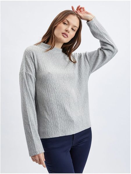 Orsay Sweter w kolorze jasnoszarym rozmiar: L. Szare swetry Orsay, l, bez wzorów, ze splotem, bez ramiączek. Za 77.95 zł.