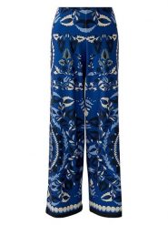 Miss Lagotte Spodnie w kolorze granatowym rozmiar: 44. Niebieskie spodnie materiałowe Miss Lagotte, bez wzorów, z materiału, z podwyższonym stanem. Za 126.99 zł.