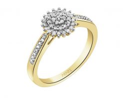 Pierścionek z żółtego złota z diamentami - 0,15 ct - próba 585. Żółte pierścionki Apart, z diamentem, złote. W wyprzedaży za 1,953.00 zł.