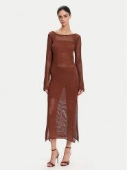 Fracomina Sukienka dzianinowa FS25SD5004K514O7 Brązowy Slim Fit. Brązowe sukienki Fracomina, s, bez wzorów, z dzianiny, bez kołnierzyka, bez ramiączek. Za 269.99 zł.