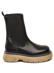 Steve Madden Skórzane sztyblety w kolorze czarnym rozmiar: 41. Czarne botki Steve Madden, bez wzorów, bez obcasa, na platformie, bez zapięcia. Za 284.82 zł.