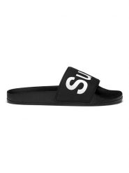 Superga Klapki w kolorze czarnym rozmiar: 36. Czarne klapki Superga, bez wzorów, z materiału, z otwartym noskiem, bez obcasa. Za 61.60 zł.