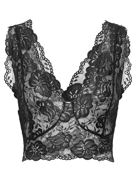 Cream Top w kolorze czarnym rozmiar: S. Czarne topy Cream, s, bez wzorów, z koronki, bez kołnierzyka, bez ramiączek. Za 61.60 zł.