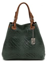 Lucca Baldi Skórzana torebka "Sarzana" w kolorze zielonym - 37 x 45 x 15 cm rozmiar: onesize. Zielone torby na ramię Lucca Baldi, bez wzorów, z materiału, na ramię, bez dodatków. Za 304.99 zł.