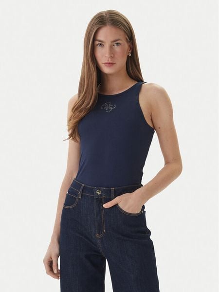 Guess Top W6RP39 KD092 Granatowy Regular Fit. Niebieskie topy Guess, s, z aplikacjami, z syntetyku, bez kołnierzyka, bez ramiączek. Za 111.99 zł.