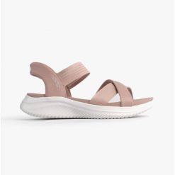 Sandały damskie SKECHERS Ultra Flex 3.0 Never Better. Czerwone sandały Skechers, bez wzorów, sportowe, bez obcasa, bez zapięcia. Za 259.99 zł.