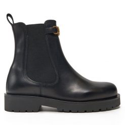 Sztyblety TWINSET. Czarne botki Twinset, bez wzorów, bez obcasa, na płaskiej podeszwie, bez zapięcia. Za 1,399.00 zł.