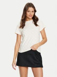 Guess T-Shirt V5RI02 KCLG2 Écru Regular Fit. T-shirty Guess, s, z aplikacjami, z syntetyku, bez kołnierzyka, bez ramiączek. Za 129.99 zł.