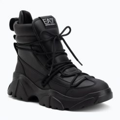 Trapery EA7 Emporio Armani Boot Flakes. Czarne trapery i śniegowce EA7 Emporio Armani, z materiału, przed kolano. Za 789.99 zł.