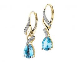 Kolczyki z żółtego złota z diamentami i topazami - próba 585. Żółte kolczyki Apart, z diamentem, złote. Za 3,690.00 zł.