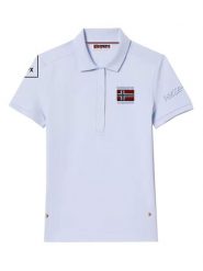 Geographical Norway Koszulka polo w kolorze błękitnym rozmiar: M. Niebieskie bluzki Geographical Norway, m, bez wzorów, z bawełny, bez kołnierzyka, bez ramiączek. Za 92.42 zł.