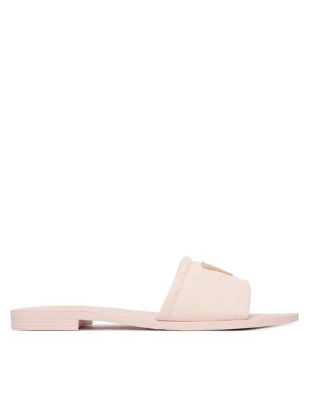 Guess Klapki FLJELS DEN03 Różowy jasny. Czerwone klapki Guess, z aplikacjami, z materiału, bez obcasa. Za 162.99 zł.