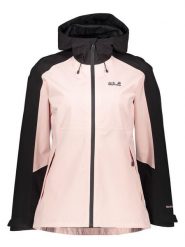 Jack Wolfskin Kurtka przeciwdeszczowa "Wildbound" w kolorze jasnoróżowo-czarnym rozmiar: S. Czarne kurtki sportowe Jack Wolfskin, s, bez wzorów, bez kaptura, outdoorowe. Za 358.48 zł.